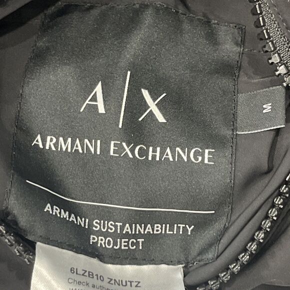 Armani Exchange Mens M Reversible Jacket You.Me.Us Black Gray Zip Hidden Hood - Picture 14 of 16